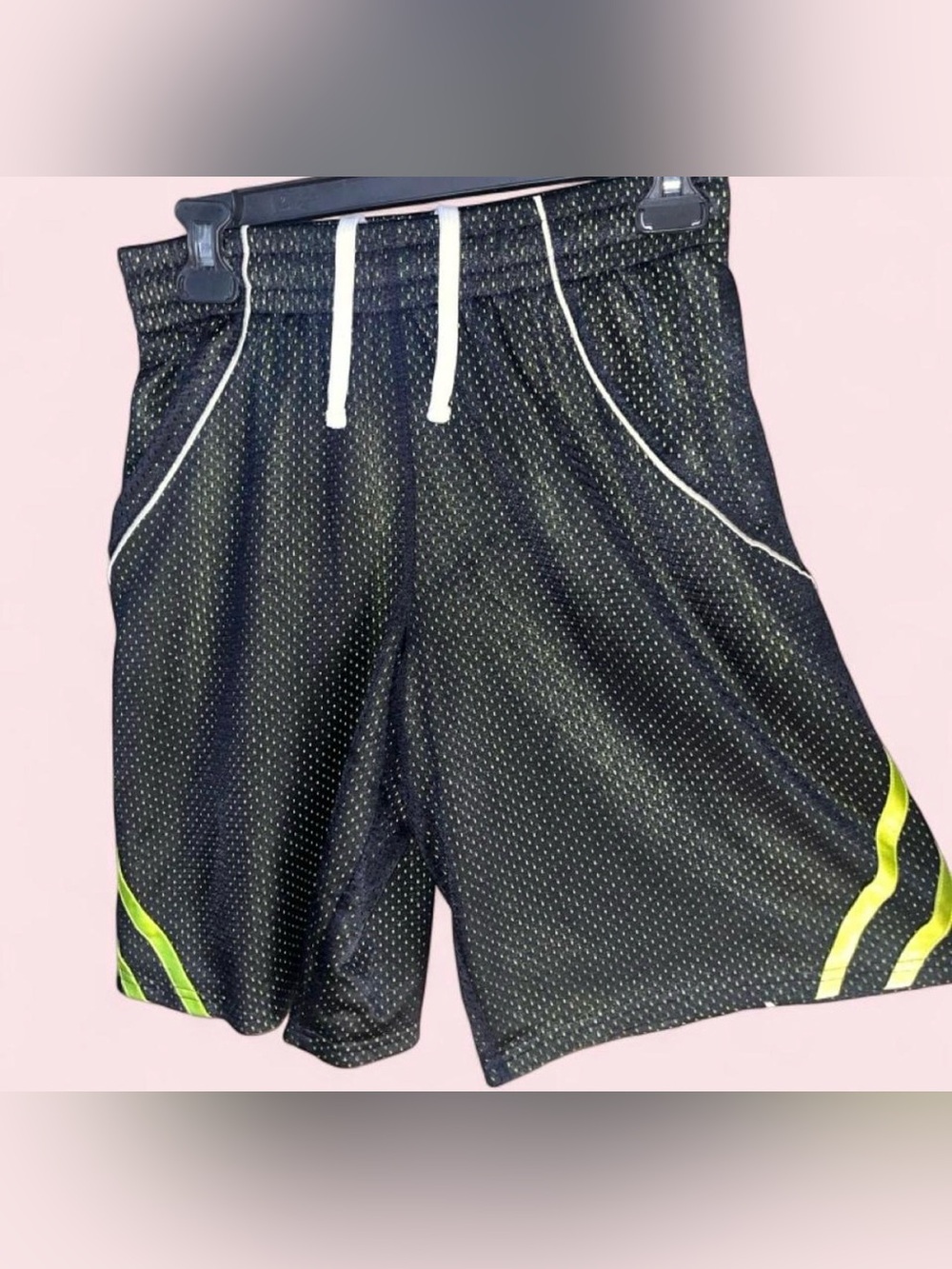 tek gear Black Athletic Shorts with Neon Yellow Accents